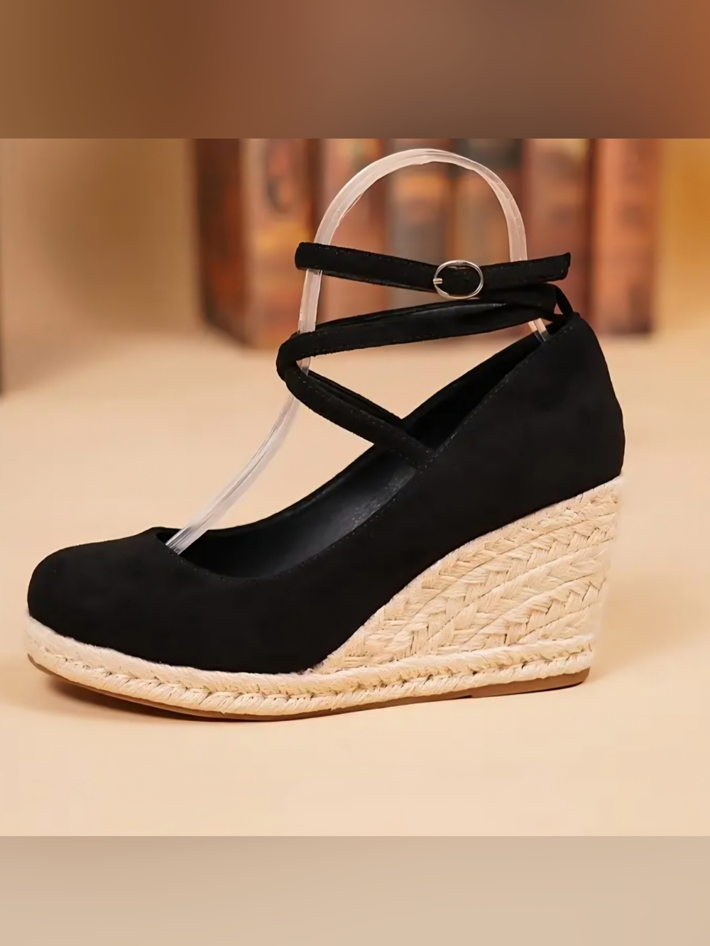 Ankle-Strap Black Platform Heels